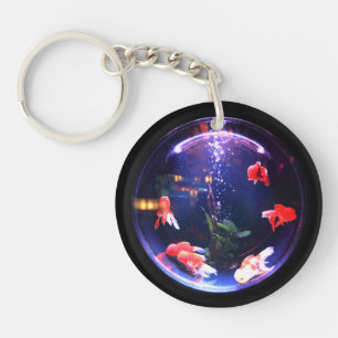 Goldfish in een aquarium van de viskuit sleutelhanger