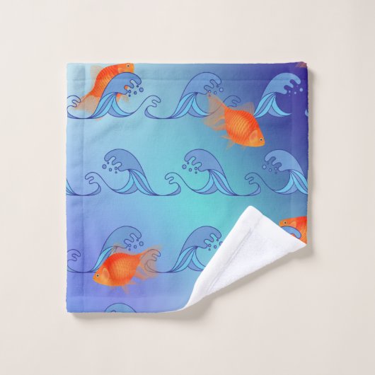 Goldfish in the Waves Bad Handdoek (Wasdoekje)