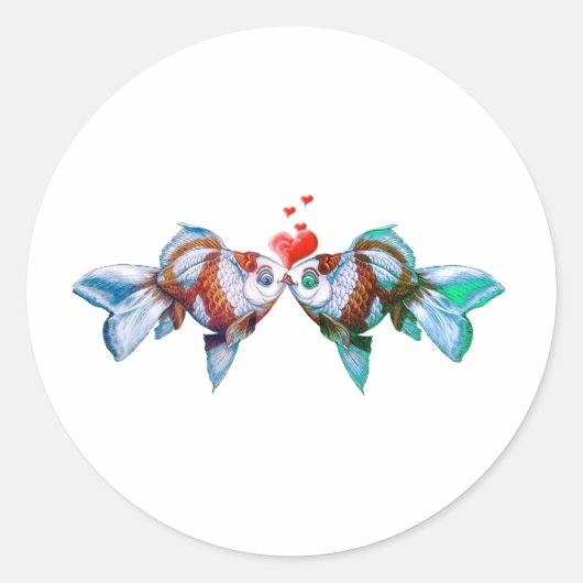 Goldfish Kiss Ronde Sticker (Voorkant)