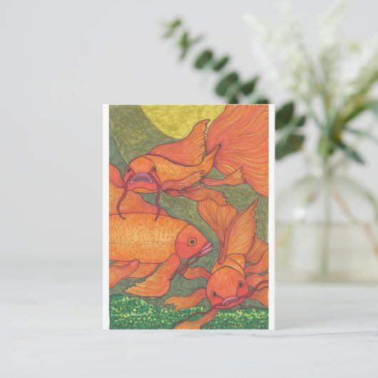 Goldfish - Koi Briefkaart (Staand voorkant)