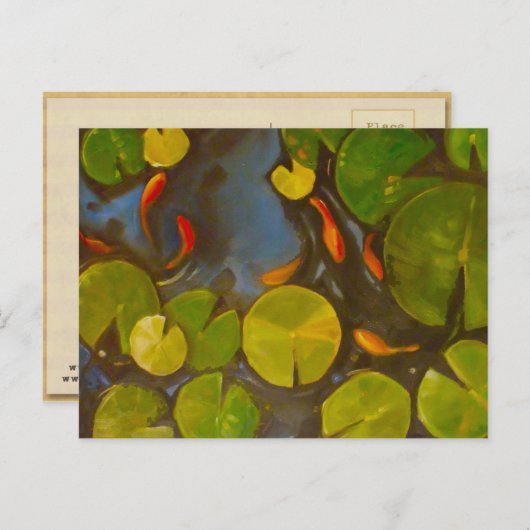 Goldfish Koi Pond Water Lilies Briefkaart (Voorkant / Achterkant)