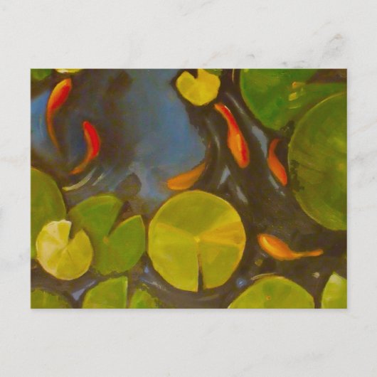 Goldfish Koi Pond Water Lilies Briefkaart (Voorkant)