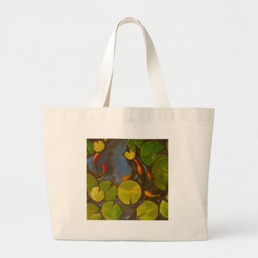 Goldfish Koi Pond Water Lilies Grote Tote Bag (Voorkant)