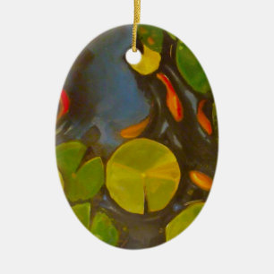 Goldfish Koi Pond Water Lilies Keramisch Ornament