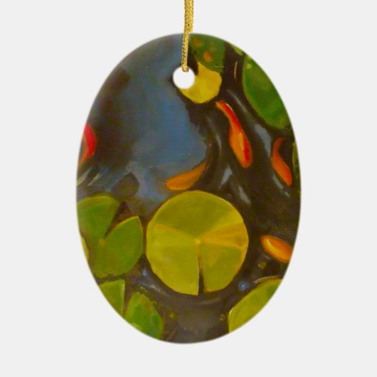 Goldfish Koi Pond Water Lilies Keramisch Ornament (Voorkant)