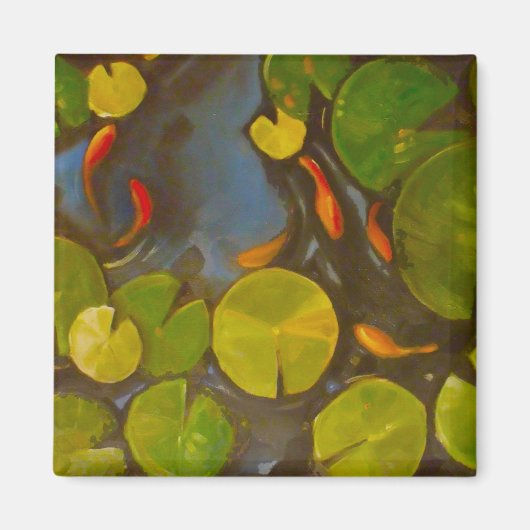 Goldfish Koi Pond Water Lilies Magneet (Voorkant)