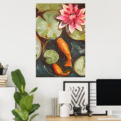 Goldfish Koi Pond Water Lilies Poster (Thuiskantoor)