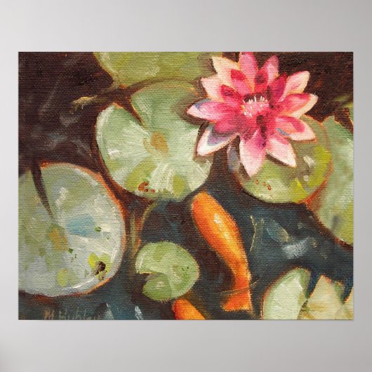 Goldfish Koi Pond Water Lilies Poster (Voorkant)