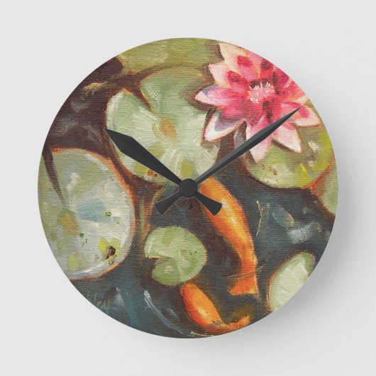 Goldfish Koi Pond Water Lilies Ronde Klok (Voorkant)
