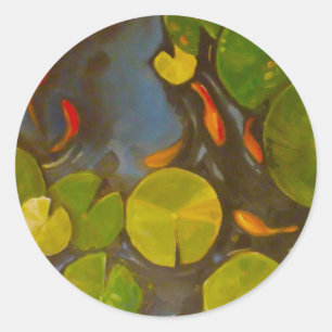 Goldfish Koi Pond Water Lilies Ronde Sticker