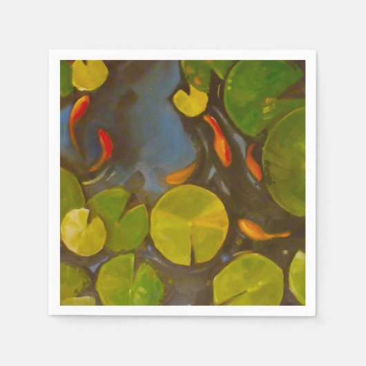 Goldfish Koi Pond Water Lilies Servet (Voorkant)