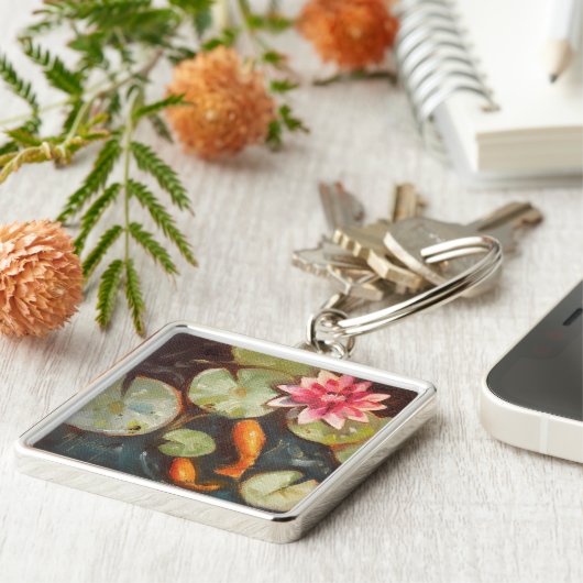 Goldfish Koi Pond Water Lilies Sleutelhanger (Zijkant)