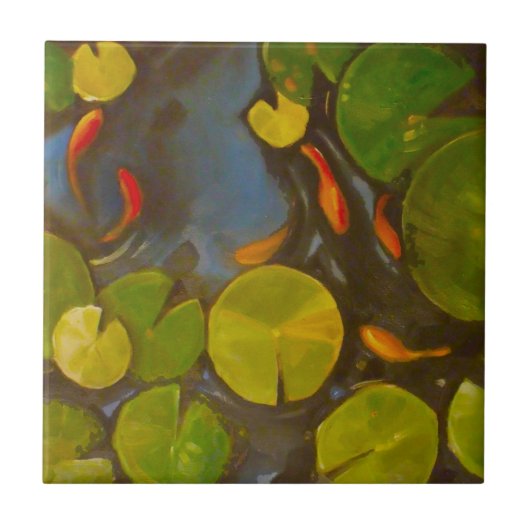 Goldfish Koi Pond Water Lilies Tegeltje (Voorkant)