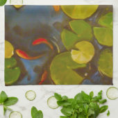 Goldfish Koi Pond Water Lilies Theedoek (Gevouwen)