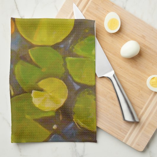 Goldfish Koi Pond Water Lilies Theedoek (Quarter Fold)