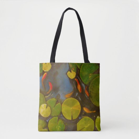 Goldfish Koi Pond Water Lilies Tote Bag (Voorkant)