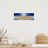 Goldfish Koi Watching Moon Fish Poster Navy (Keuken)