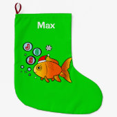 Goldfish met Santa Hat en bubels van Joy Grote Kerstsok (Voorkant)