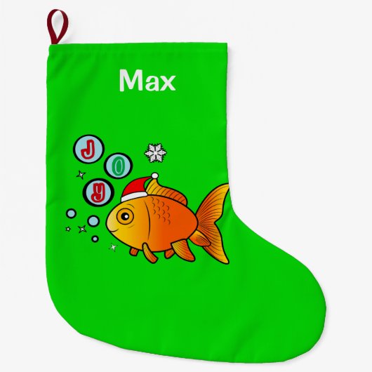 Goldfish met Santa Hat en bubels van Joy Grote Kerstsok (Voorkant)