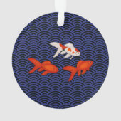 Goldfish on Seigaiha Wave Pattern Japans Lucky Ornament (achterkant)