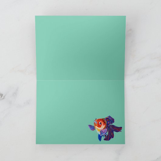 Goldfish ontwerp "dank u" wenskaart bedankkaart (Binnen)