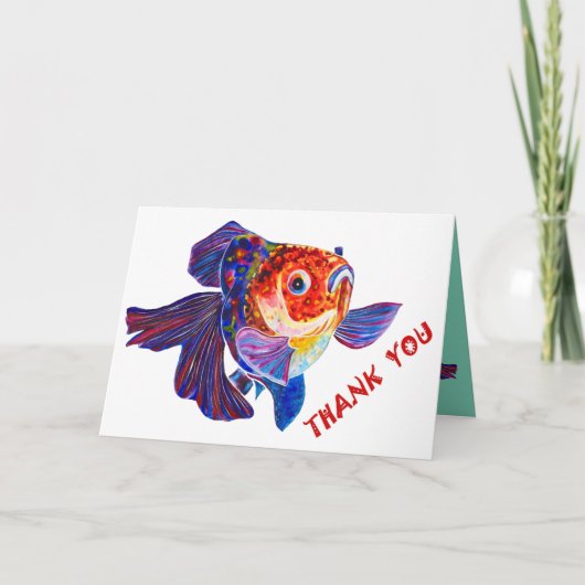 Goldfish ontwerp "dank u" wenskaart bedankkaart (Voorkant)