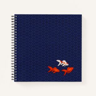 Goldfish op het Japans Seigaiha Pattern Notitieboek