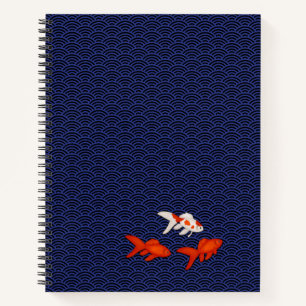 Goldfish op het Japans Seigaiha Pattern Notitieboek