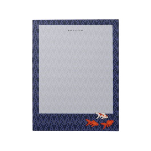 Goldfish op Seigaiha Pattern gepersonaliseerde Jap Notitieblok (Linkerzijde)