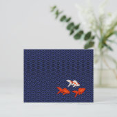 Goldfish op Seigaiha Pattern Japans gepersonalisee Briefkaart (Staand voorkant)