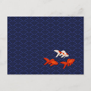 Goldfish op Seigaiha Pattern Japans gepersonalisee Briefkaart