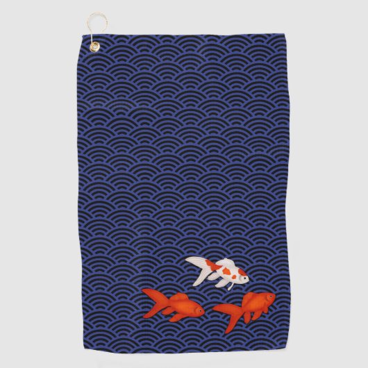 Goldfish op Seigaiha Pattern Japans Golfhanddoek (Voorkant)