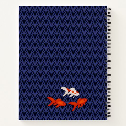 Goldfish op Seigaiha Pattern  Japans Notitieboek (Achterkant)