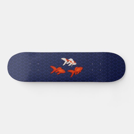Goldfish op Seigaiha Pattern Persoonlijk Skateboard (Horizontaal)