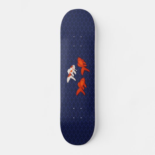 Goldfish op Seigaiha Pattern Persoonlijk Skateboard (Voorkant)
