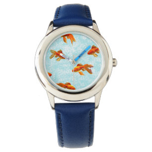 Goldfish Pattern (blauw) Horloge