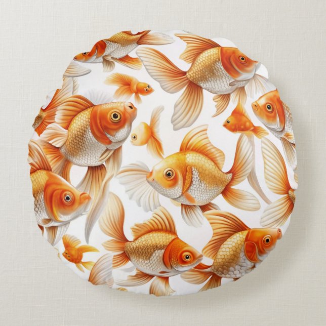 Goldfish Pattern Sierkussen en fleece deken Rond Kussen (Voorkant)