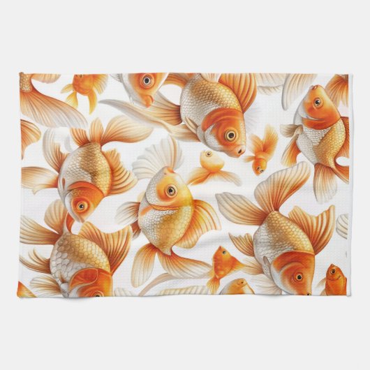 Goldfish Pattern Sierkussen en fleece deken Theedoek (Horizontaal)