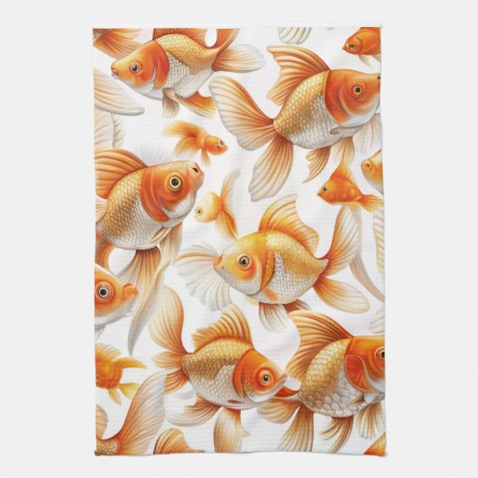 Goldfish Pattern Sierkussen en fleece deken Theedoek (Verticaal)