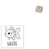 Goldfish Pet Custom Name 1x1 Rubberstempel (Gestempeld)