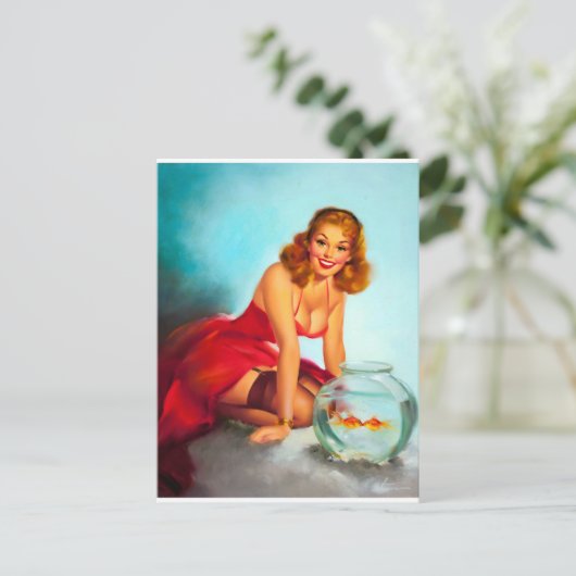 Goldfish Pin Up Briefkaart (Staand voorkant)