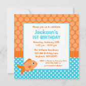 Goldfish Polka Dot 1st Birthday Foto Kaart (Achterkant)
