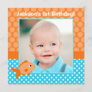 Goldfish Polka Dot 1st Birthday Foto Kaart
