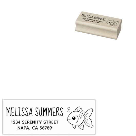 Goldfish Return Address Rubberstempel (Gestempeld)