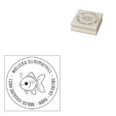 Goldfish Round Address Rubberstempel (Gestempeld)