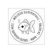 Goldfish Round Address Rubberstempel (Afrduk)