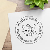 Goldfish Round Address Rubberstempel
