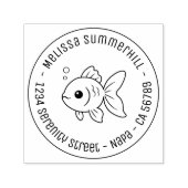 Goldfish Round Address Zelfinktende Stempel (Design)