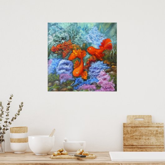 Goldfish schilderij feng shui houdt van symbolen poster (Keuken)
