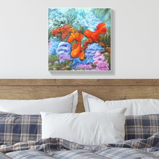 Goldfish schilderij feng shui liefde symbolen post canvas afdruk (Insitu (Slaapkamer))
